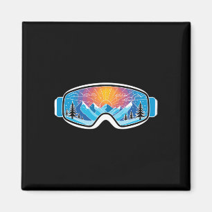 Imán Gafas de esquí Arte Naturaleza Montañas Esquí mini