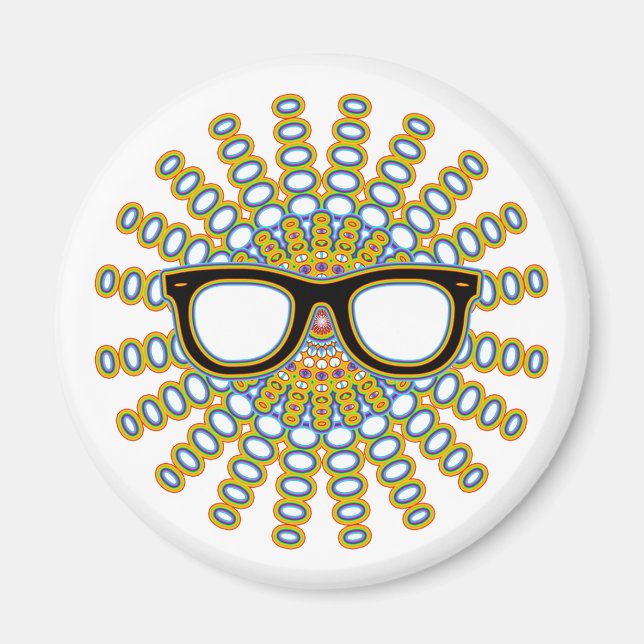 Imán Gafas de nerd soleadas + tu fondo e ideas (Frente)