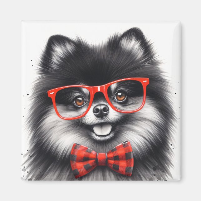 Imán Gafas de nervio rojo pomeraniano (Frente)