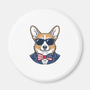 Imán Gafas de sol Corgi Patrióticas Arte Vector Vintage
