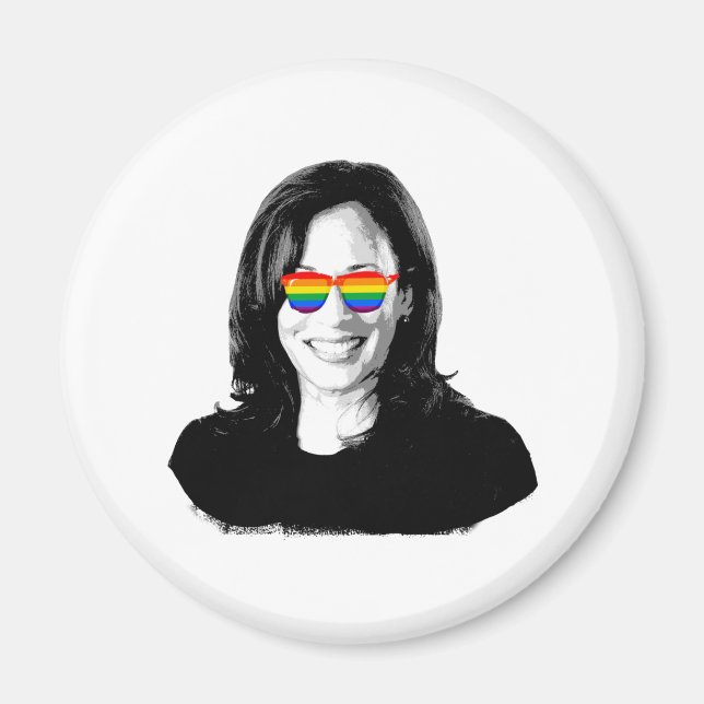 Imán Gafas de sol de arcoiris Kamala Harris (Frente)