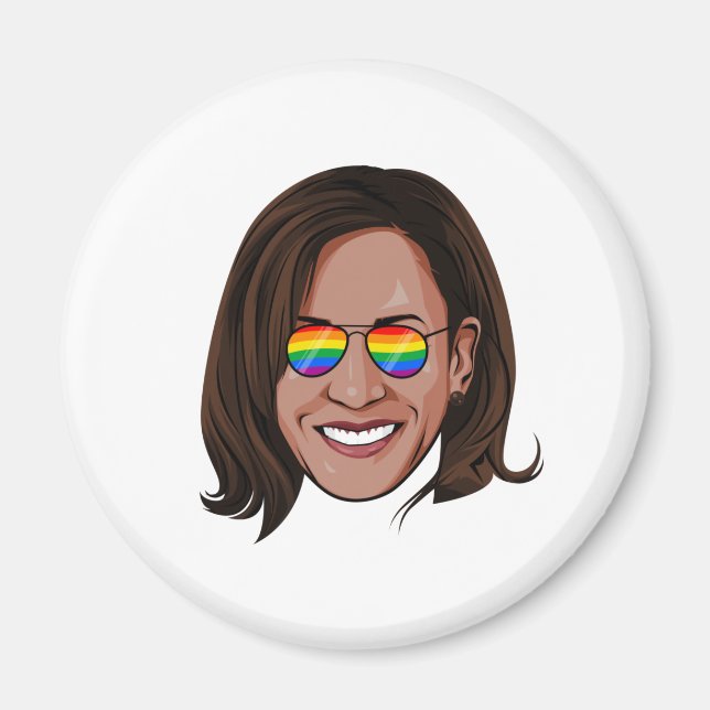 Imán Gafas de sol de arcoiris Kamala Harris (Frente)