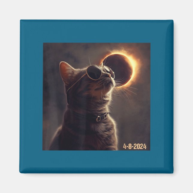 Imán Gafas de sol de gato lindo Eclipse solar total (Frente)