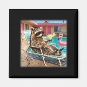 Imán Gafas de sol de mapache frescas margarita vacacion