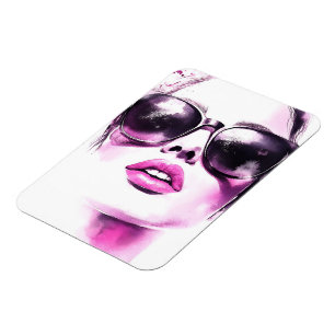 Imán Gafas de sol de mujer de moda acuarela rosa chic