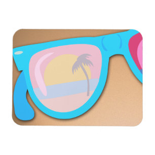 Imán Gafas de sol de puesta de sol Ilustración retro di