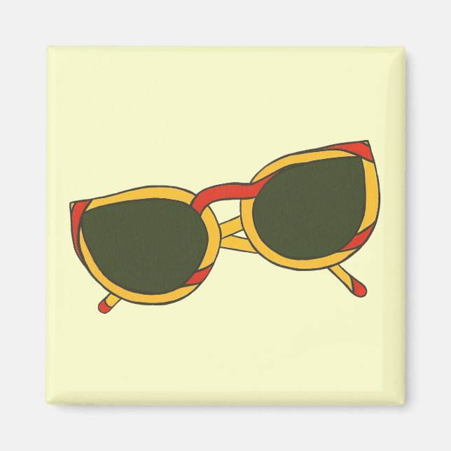 Imán Gafas de sol en amarillo y rojo en los imanes (Frente)