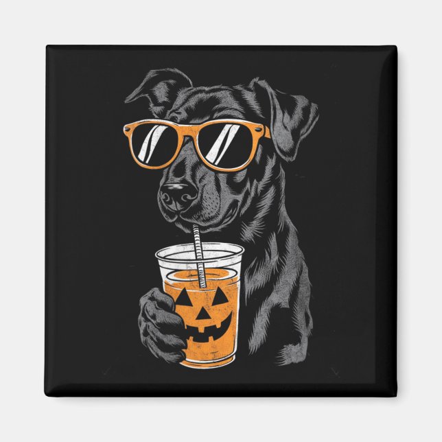 Imán Gafas de sol para mujeres Perro negro con bebida d (Frente)