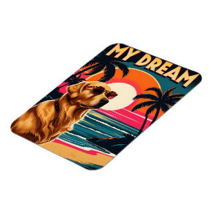 Imán Gafas de sol para perros retro playa de la puesta 