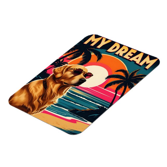 Imán Gafas de sol para perros retro playa de la puesta  (Lado Izquierdo)