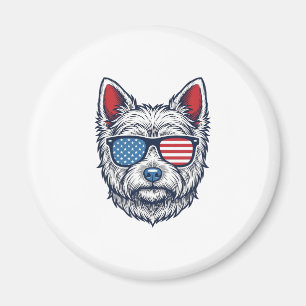 Imán Gafas de sol patrióticas para perros Westie Arte v