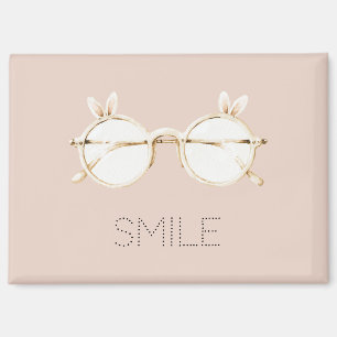 Imán Gafas de sonrisa de orejas de conejo blancas y ros