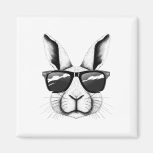 Imán Gafas divertidas de conejo con cara de conejo dive