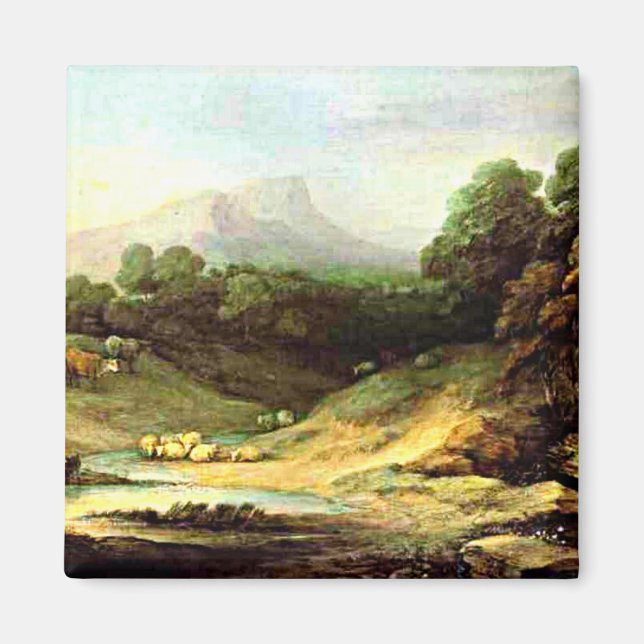 Imán Gainsborough - Paisaje de montaña con Shepherd (Frente)