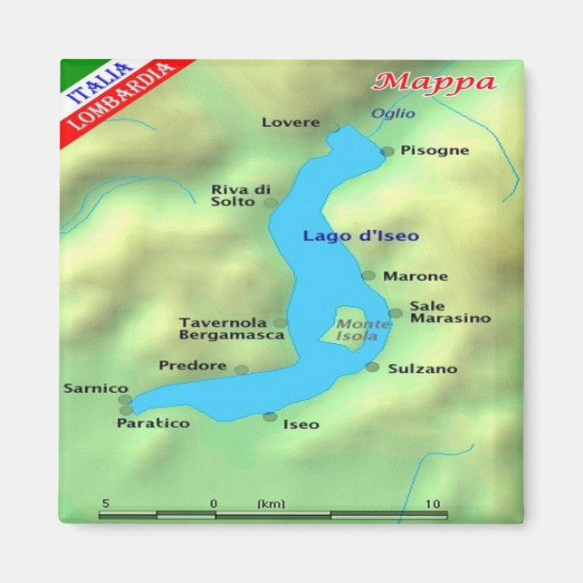 Imán GAL069 LAKE ISEO - Mapa - Italia - Fridge (Frente)