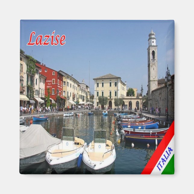 Imán GAL073 LAZISE, Lago Garda, Puerto, Italia, Fridge (Frente)