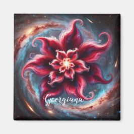 Imán Galaxia de Poinsettia floral festiva personalizada