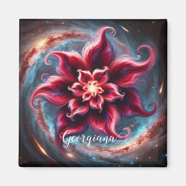 Imán Galaxia de Poinsettia floral festiva personalizada (Frente)