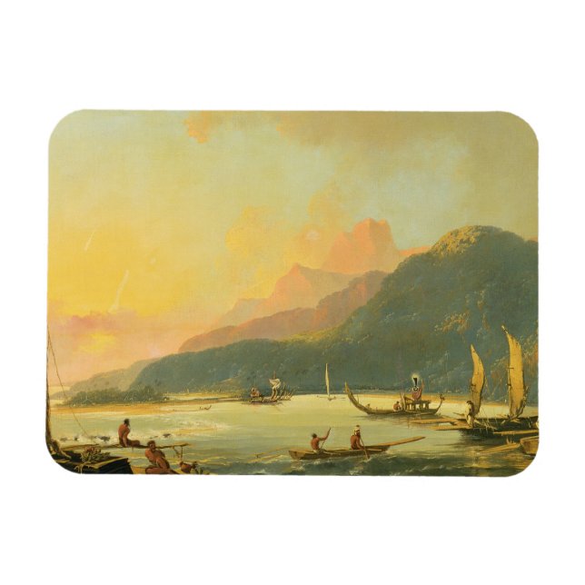 Imán Galeras de guerra tahitianas en la bahía de Matava (Horizontal)