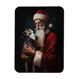 Imán Galgo con Papá Noel Navideño Festivo