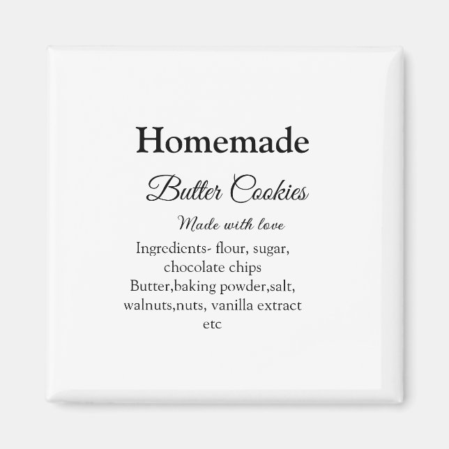 Imán Galletas caseras de mantequilla hechas con amor añ (Frente)