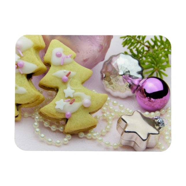 Imán Galletas de árbol de Navidad, ornamentos, perlas,  (Horizontal)