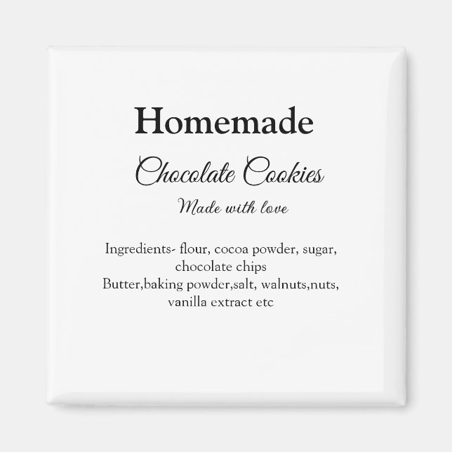 Imán Galletas de chocolate caseras hechas con amor añad (Frente)