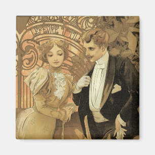 Imán Galletas Flirt Art Nouveau Vintage, Alphonse Mucha
