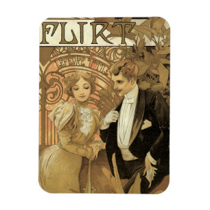 Imán Galletas Flirt Art Nouveau Vintage, Alphonse Mucha
