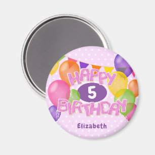 Imán galletas rosadas con globos feliz cumpleaños