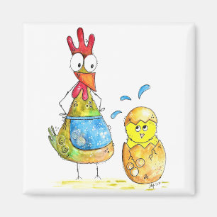 Imán Gallina dulce y caprichosa de mamá con bebé