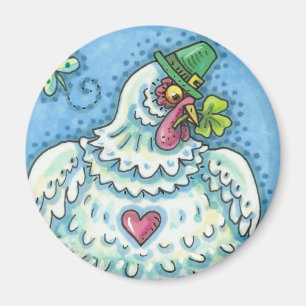 IMÁN GALLINA IRLANDESA DIVERTIDA, HUEVOS VERDES Y TREBO