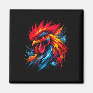 Imán Gallo Antiguo Gallo de pelea entusiasta Pintado _