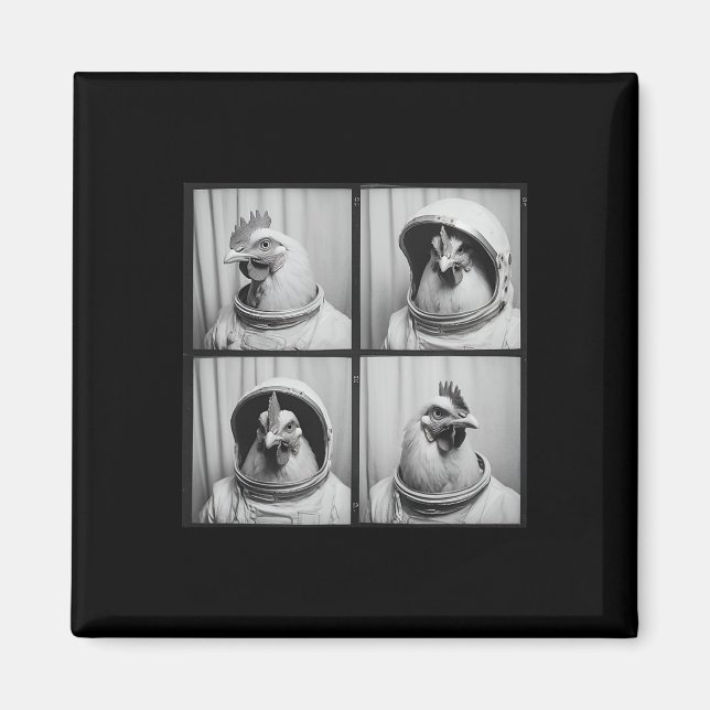 Imán Gallo Astronauta Temático Espacial Pollo  (Frente)
