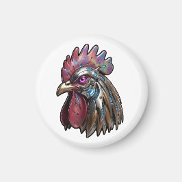 Imán Gallo ciberpunk Arte mecánico iridiscente