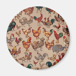 Imán Gallo de corral arte vintage país aves de corral