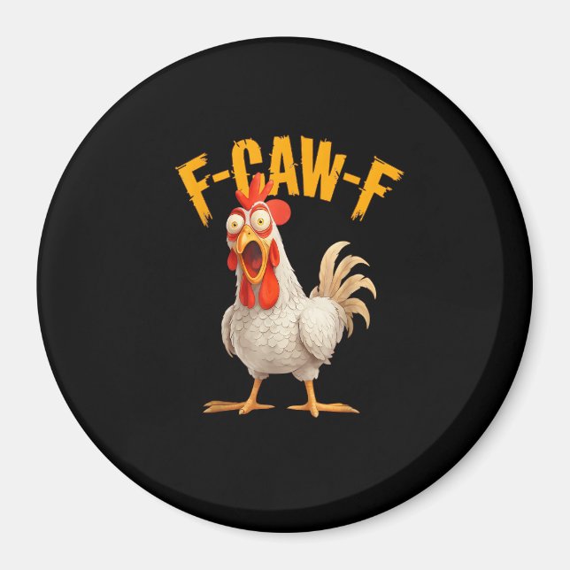 Imán Gallo de granja divertido F-Awk-F gallina F-Caw-F  (Frente)