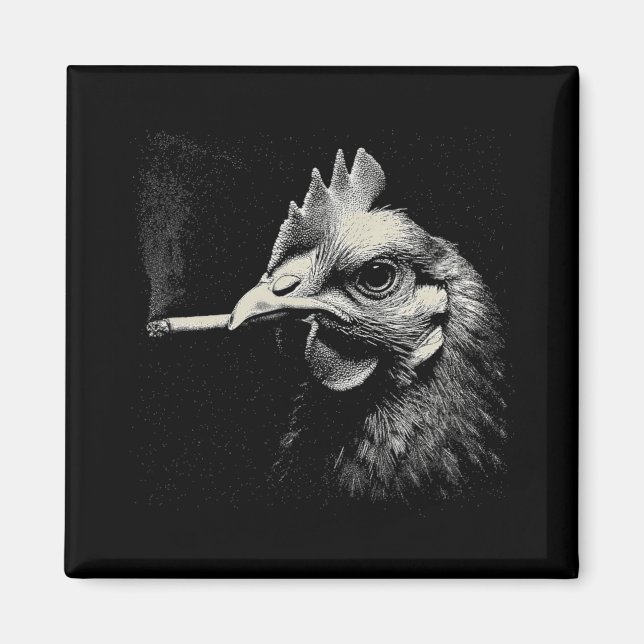Imán Gallo de granja divertido fumando pipa  (Frente)