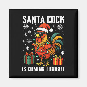 Imán Gallo de Navidad Divertido Santa Llegando Noche Hu