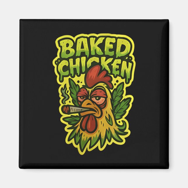 Imán Gallo de pollo ked fumando piedra de hierba (Frente)