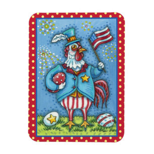 Imán Gallo del 4 DE JULIO, POLLO PATRIÓTICO DIVERTIDO