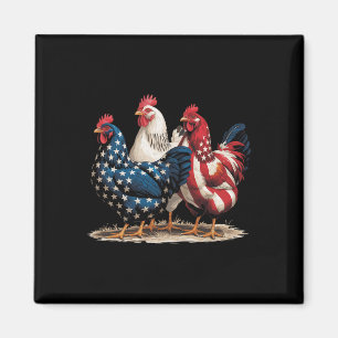 Imán Gallo divertido de la bandera americana Día de la