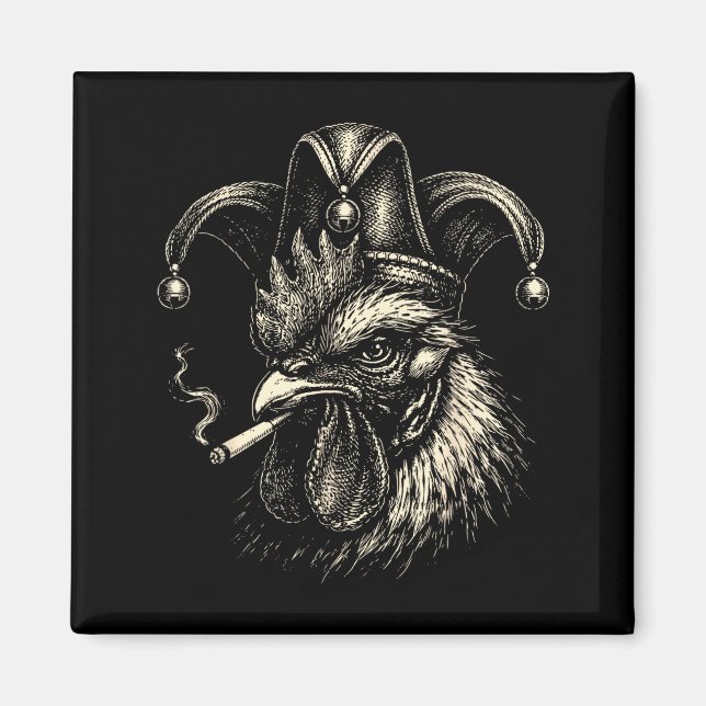 Imán Gallo divertido fumando meme cigarrillo gallo brom (Frente)