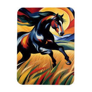 Imán Gallopaje de caballos en un campo de trigo