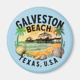 Imán Galveston Beach Retro Vignette