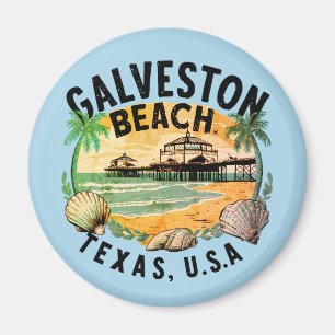 Imán Galveston Beach Retro Vignette