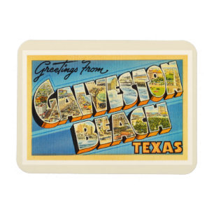 Imán Galveston Beach Texas TX Vintage Travel Souvenir