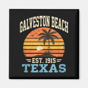 Imán Galveston Playa Vintage Texas Palma Retro