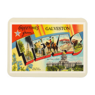 Imán Galveston Texas TX Old Vintage Travel Souvenir