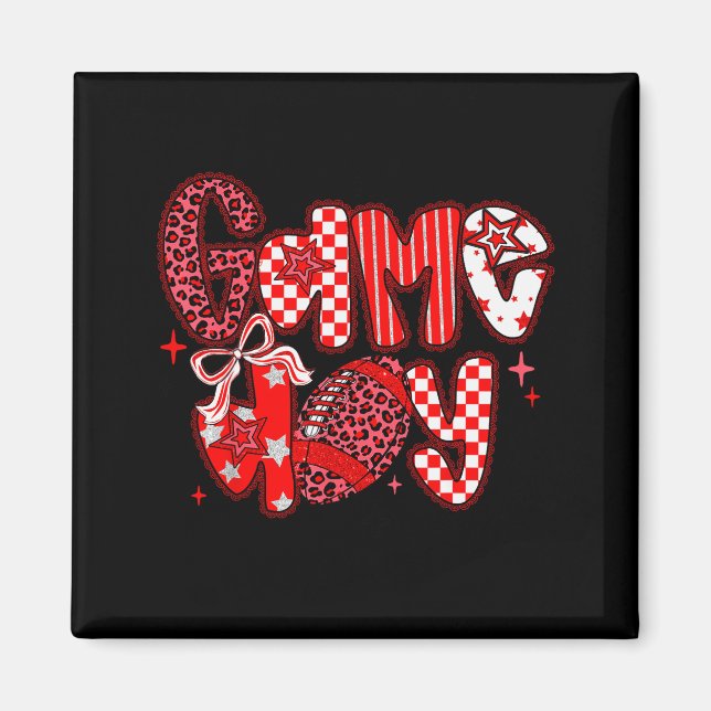 Imán Game Day Football Girly Lace Bow Team Srit Girls R (Frente)